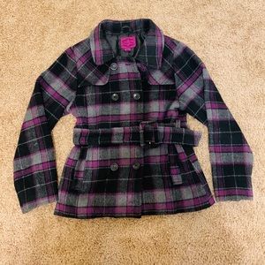 Girls Plaid Peacoat
